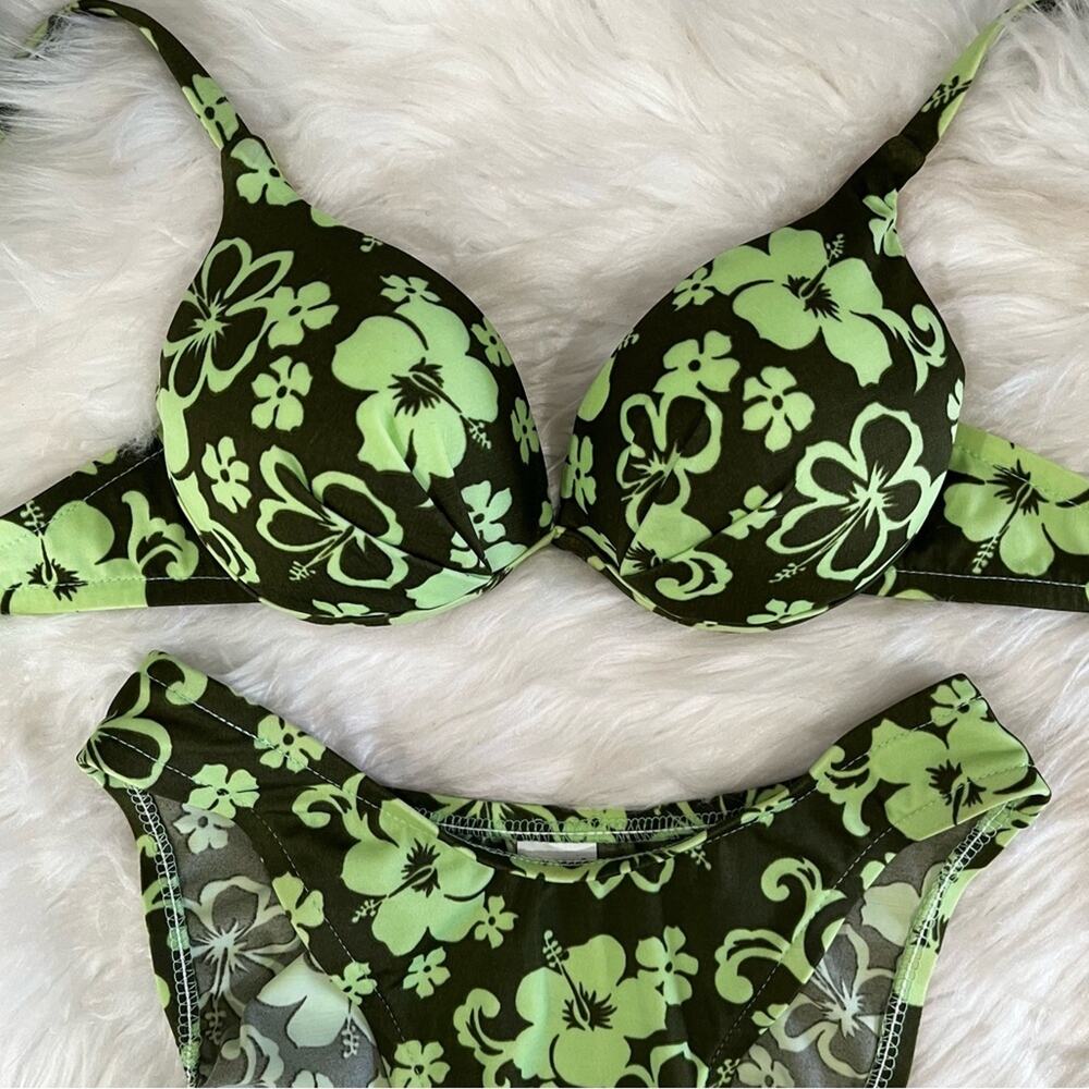 NEW Spiegel Vintage 90s Floral Padded Push Up Cheeky Bikini Swimsuit 5/6 NWOT - Picture 4 of 16